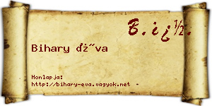 Bihary Éva névjegykártya